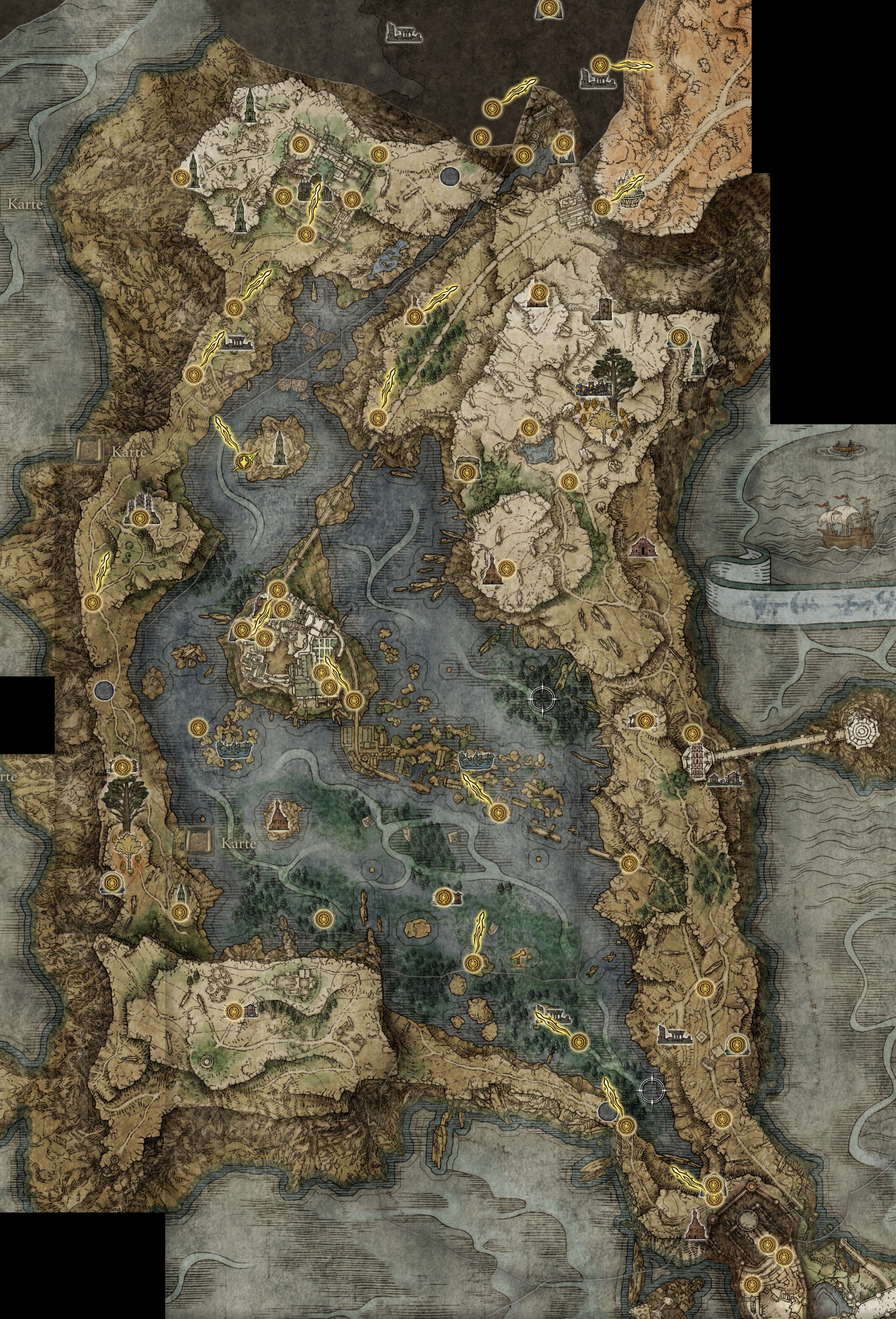 Elden Ring Liurnia, das Seenland Karte, Ressourcen, NPCs Eurogamer.de